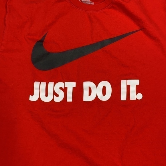 Nike Red Black Swoosh Just Do It Athletic Cut Tshirt XL - Picture 5 of 6